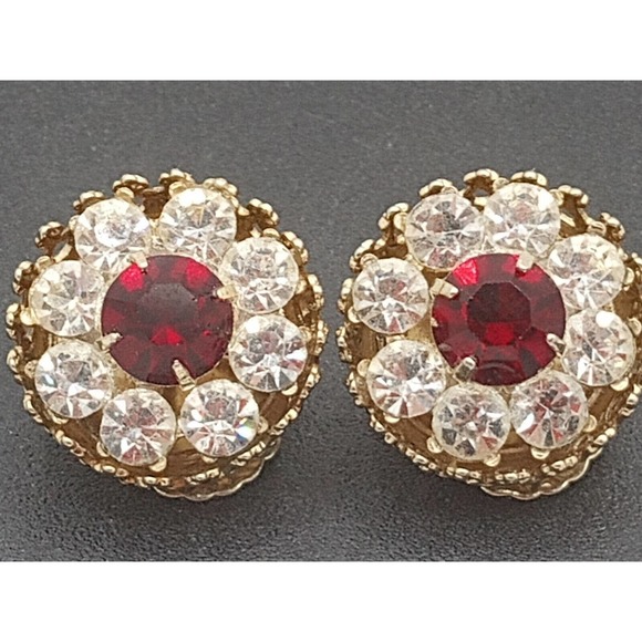 Coro Jewelry Vintage Signed Coro Gold Tone Rhinestone Clip On